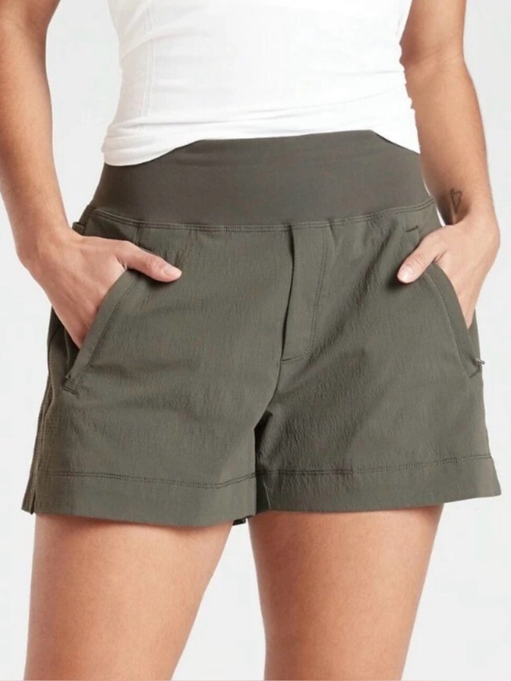 Athleta Trekkie North Green Pull On Shorts Women's Plus Size 18 NWT Gorpcore